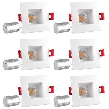Luxrite 2 Inch Square LED Recessed Downlights 8W 600LM 4100K Cool White Dimmable 6-Pack LR23278-6PK